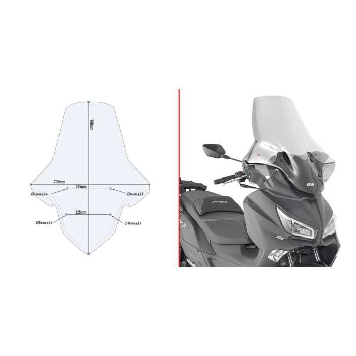 Givi 7056DT parabrezza alto Sym Joymax Z 300 dal 2019 trasparente