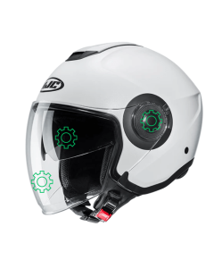 Ricambi originali per il casco moto Jet HJC i40N come la visiera, le placche meccanismi visiera e il visierino solare.