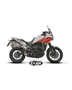 Exan XMM01-H00-XRI terminale in acciaio inox satinato X-Rally alto per la moto Morini X-Cape 650.