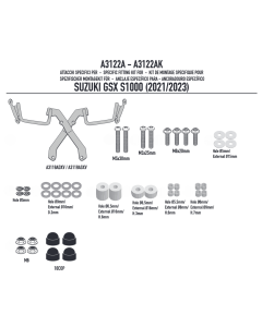 Givi A3122A kit di attacchi per il cupolino 3122S sulla moto Suzuki GSX S1000.