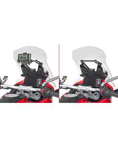 Traversino Givi FB7413 nato per poter montare case porta smartphone con aggancio a tubolare sulla moto Dcuati Multistrada V4.