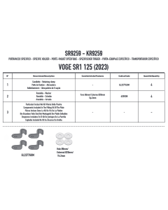 Voge SR1 125 Sfida attacco bauletto Monolock Kappa KR9259.