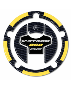 Labelbike 7438649960523 adesivo tappo serbatoio carbon e giallo per il tappo serbatoio della Suzuki V-Strom 800DE.