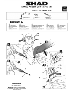 Shad K0GL10SC Kymco Agility city 125 staffa attacco antifurto manubrio