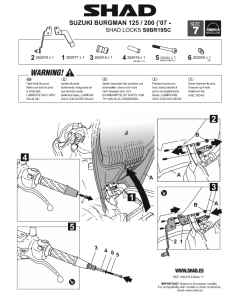 Shad S0BR19SC Suzuki Burgman 125 e 200 attacco sella per antifurto da manubrio