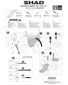 Shad V0LB15SC attacco sotto sella Piaggio Liberty 50 e 125 dal 2015 antifurto manubrio
