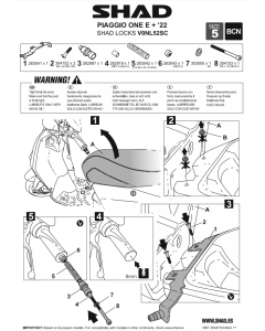 Shad V0NL52SC staffa per aggancio antifurto da manubrio Shad Locks su Piaggio One dal 2021