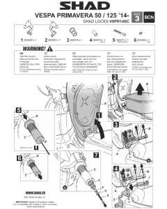 Shad V0PR14SC staffa per aggancio antifurto manubrio su Vespa Primavera 50/125.