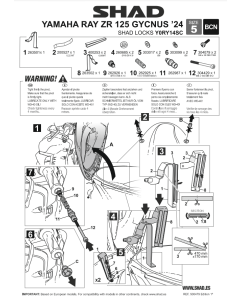 Shad Y0RY14SC staffa antifurto manubrio per Yamaha RAY-Z 125 Cygnus