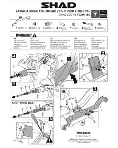 Shad Y0XM11SC attacco per montare su Yamaha XMAX 125/300/400 l'antifurto da manubrio 