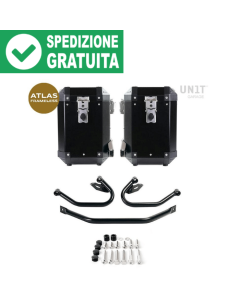 Unit Garage AL12C_BL+4008 valigie da 47 litri nere Atlas frameless per BMW R1300GS.