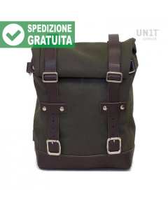 Unit Garage U001 borsa laterale moto Canvas di colore verde con volume da 10-14 litri