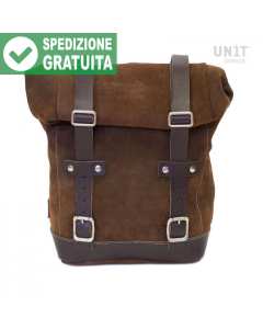 Unit Garage U002 borsa moto laterale in crosta di cuoio marrone da 10-14 litri