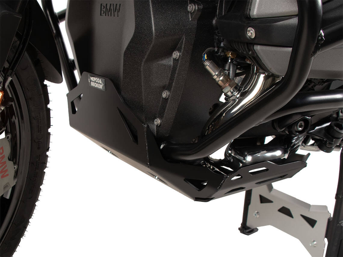 Paracoppa nero in alluminio per la moto BMW R 1300 GS.