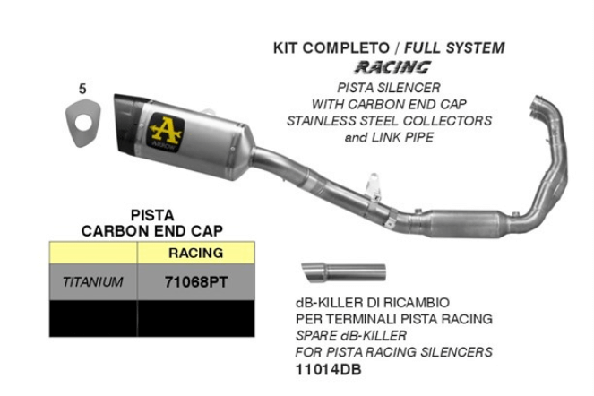 Aprilia RS 457 2024 scarico completo Arrow racing con terminale pista in titanio 71068PT . 