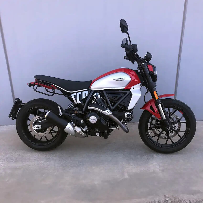 Coppia di telaietti porta borse laterali Bag & Bike TLSCRB-04 per la moto Ducati Scrambler 400 e 800.