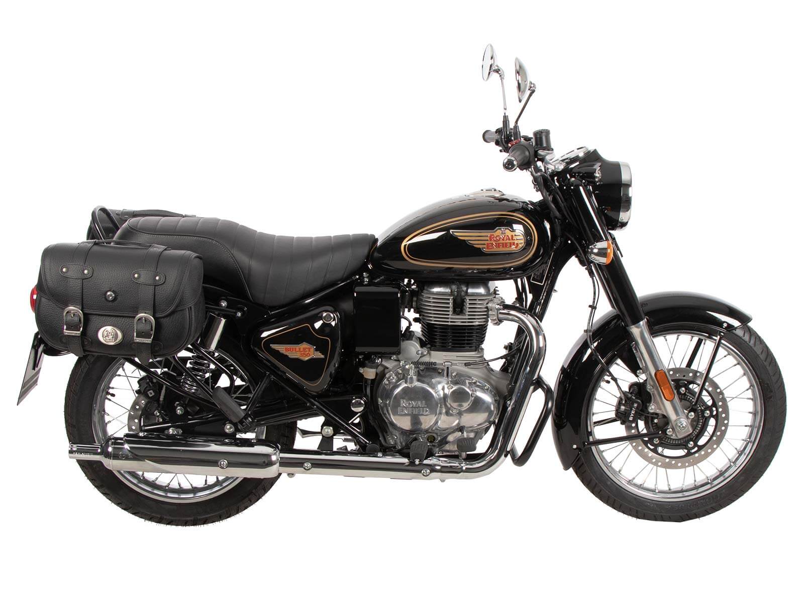 Borse laterali Hepco & Becker montate sulla moto Royal Enfield Vullet 350.