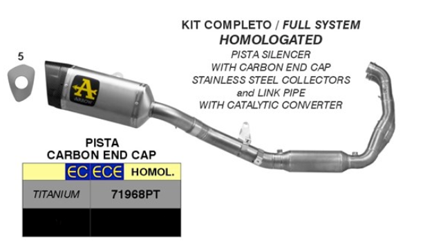 Arrow kit omologato completo scsarico in titanio pista 71968PT.