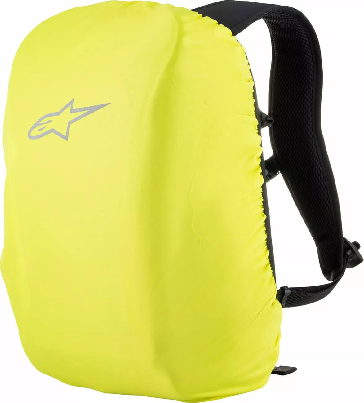 Alpinestar AMP3 zaino moto con cover antipioggia fluo.