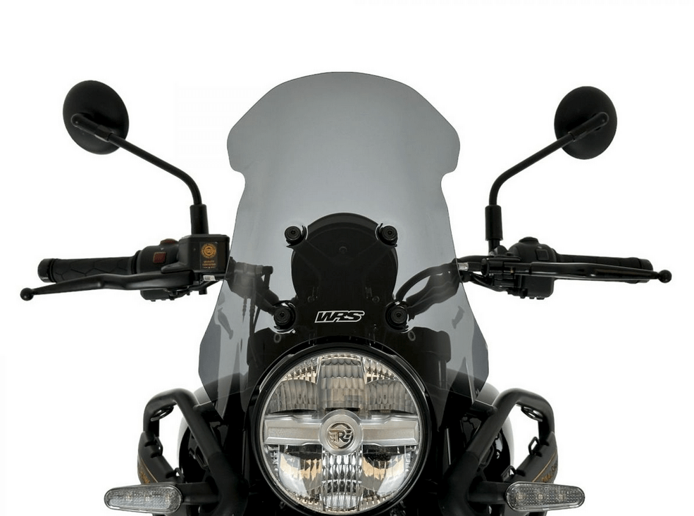 Royal Enfield Homalayan 450 dal 2024 cupolino alto fumè scuro Touring.