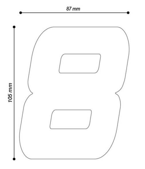 Dimensioni adesivo numero barracuda N400/.