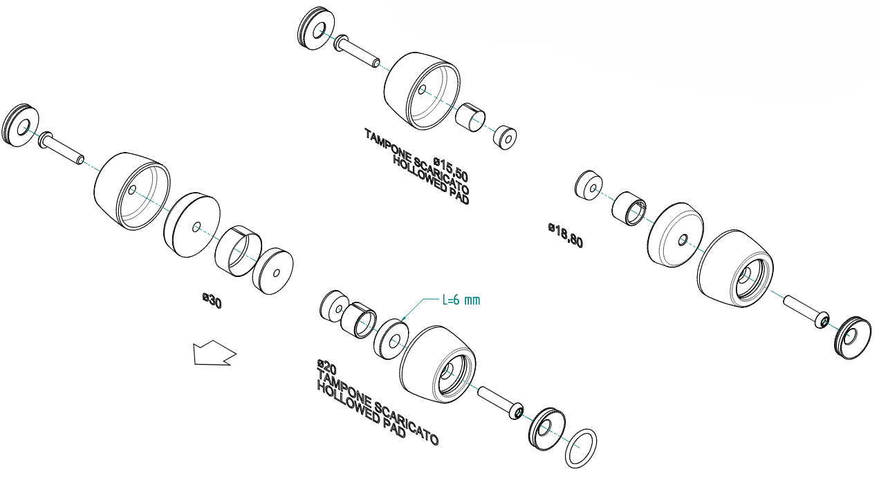 Moto Ducati Panigale V4 dal 2025 kit tamponi forcelle anteriori e posteriori lightech.