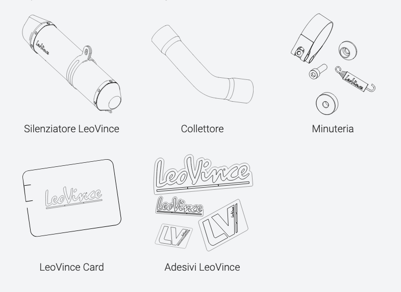 kit incluso nella fornitura del termianle LeoVince 3389EU Gp Corsa Evo.