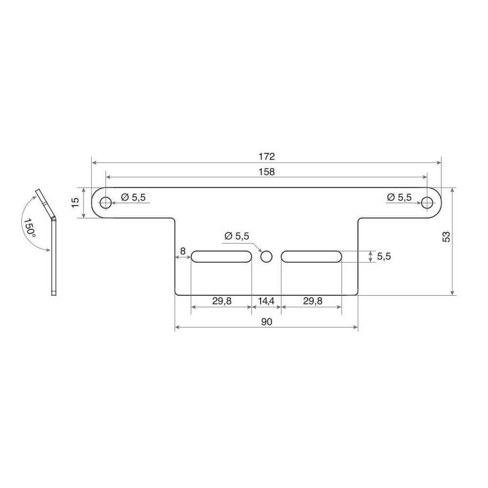 Misure fori supporto catadiottro targa Lampa 91640 Type 1.