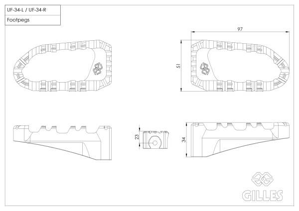 Gilles Tooling RGK-109-UF34-SET-B misure pedane Aprilia Tuareg 660.