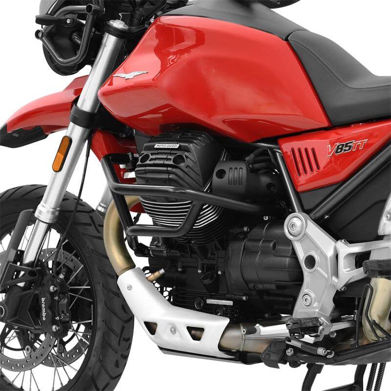 Paramotore tubolare nero tedesco per Moto Guzzi V85 TT.