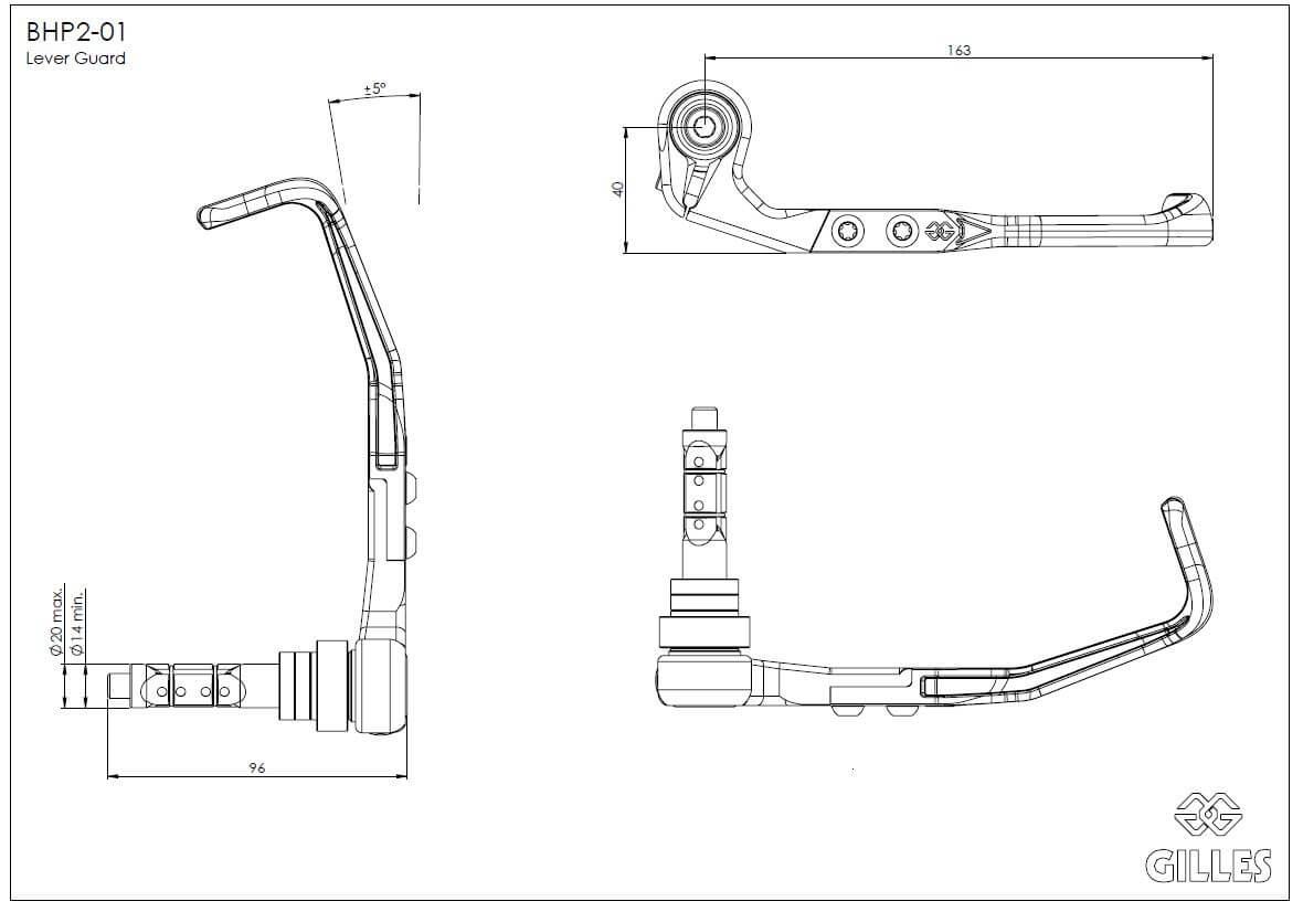 Misure tecniche del paraleva Gilles Tooling BHP2-01-BD.